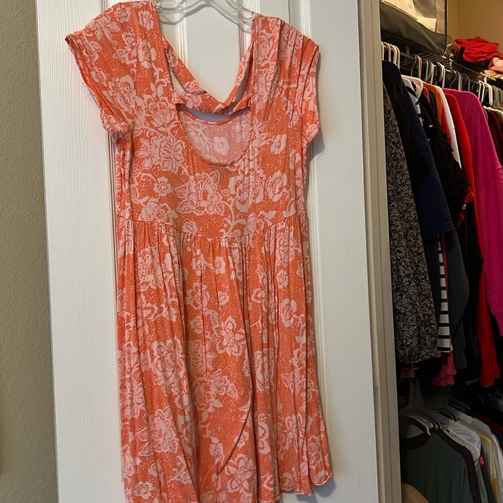 Coral, orange and white short sleeve crisscross torrid plus size dress